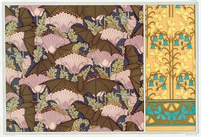 Entwürfe für einen Wandbehang mit Fledermäusen und Mohnblumen, veröffentlicht 1897 von Maurice Pillard Verneuil