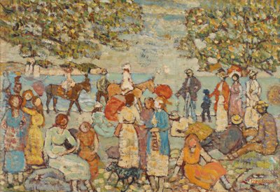 Strandszene mit Eseln (oder Maultieren) von Maurice Prendergast