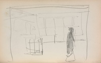 Italienisches Skizzenbuch: Figur in einem Innenraum (Seite 175) von Maurice Prendergast