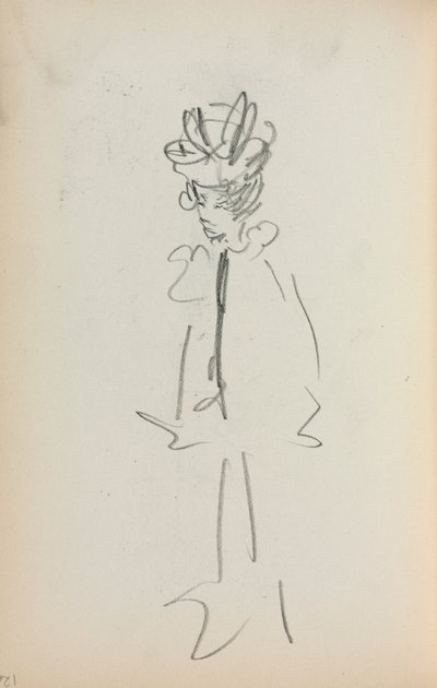 Italienisches Skizzenbuch: Stehende Frau 3/4 Ansicht (Seite 126) von Maurice Prendergast