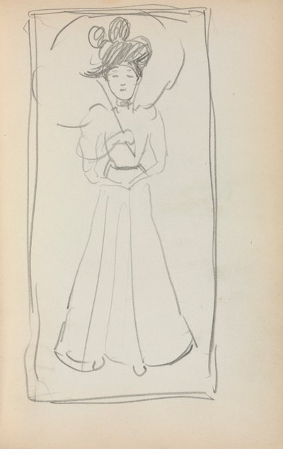 Italienisches Skizzenbuch: Stehende Frau mit Sonnenschirm (Seite 233) von Maurice Prendergast