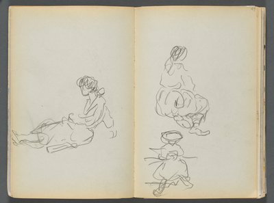 Skizzenbuch - The Granite Shore Hotel, Rockport, Seite 048 & 49: Sitzende weibliche Figuren von Maurice Prendergast