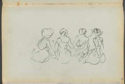 Skizzenbuch - Das Granitküstenhotel, Rockport, Seite 099: Sitzende weibliche Figuren von Maurice Prendergast