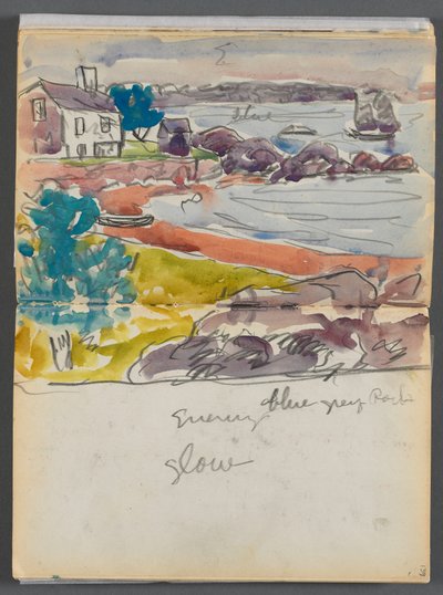 Skizzenbuch - The Granite Shore Hotel, Rockport, Seite 138 & 139: "Abendglühen" von Maurice Prendergast