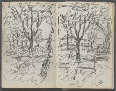 Skizzenbuch, The Dells, Nr. 127, Seite 008 & 9: Landschaft von Maurice Prendergast