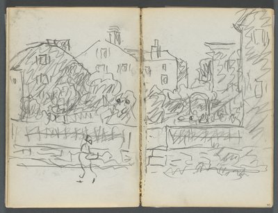 Skizzenbuch, Die Dells, Nr. 127, Seite 094 & 95: Dorfstraße von Maurice Prendergast