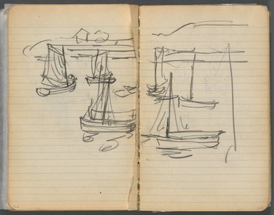 Skizzenbuch, Seite 124 & 125: Segelboote von Maurice Prendergast
