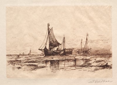 Fischerboote am Strand von Scheveningen von Maurits Frederik Hendrik De Haas