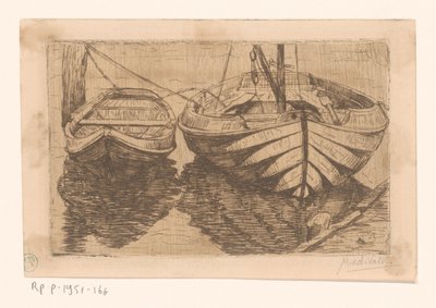 Ruderboot und Segelboot von Maurits van der Valk (signed by artist)