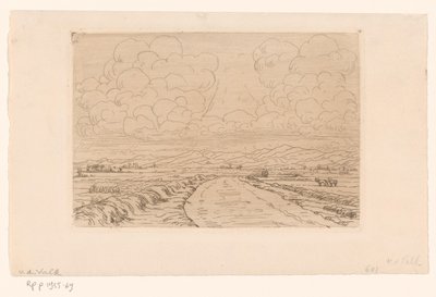 Landweg durch Landschaft mit Hügeln am Horizont von Maurits van der Valk