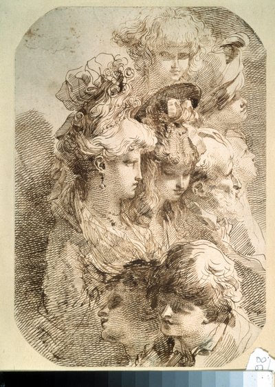 Studie von acht Köpfen von Mauro Gandolfi