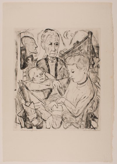 Familienszene (Familie Beckmann), Tafel 2 aus dem Portfolio „Gesichter“ von Max Beckmann