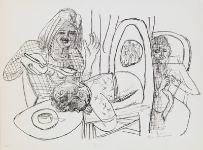 Ich will meine Suppe nicht essen, Platte 6 aus dem Portfolio „Tag und Traum“ von Max Beckmann