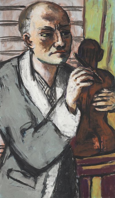 Selbstbildnis mit grauem Schlafrock von Max Beckmann