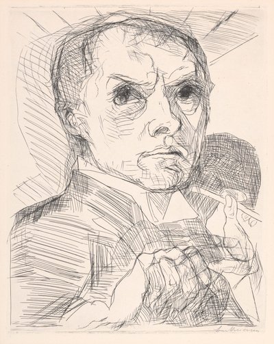 Selbstbildnis mit Griffel von Max Beckmann