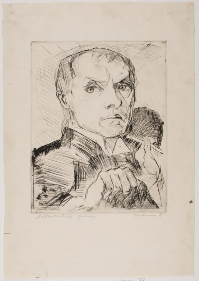 Selbstbildnis mit Griffel, Tafel 19 aus „Gesichter“ von Max Beckmann
