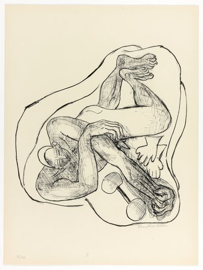 Schlafender Athlet, Platte drei aus Tag und Traum von Max Beckmann