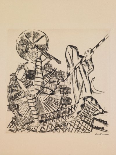 Die Seiltänzer, Platte 8 aus dem Portfolio „Jahresmesse“ von Max Beckmann
