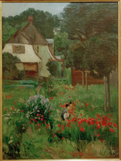 Blumenpflückendes Kind von Max Bergmann