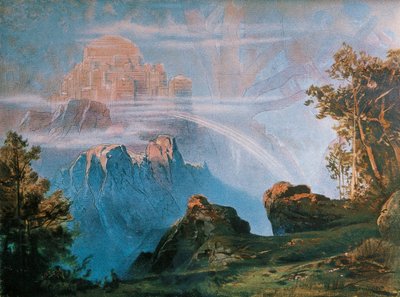 Deutschland, Bayreuth, Walhalla, Kulisse für das Bühnenbild des Rings des Nibelungen von Richard Wagner (1813-1883) von Max Bruckner