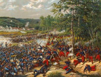 Französische und deutsche Infanterie kämpfen in der Schlacht von Artenay von Max Henze-Dassau