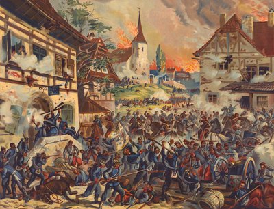 Deutsche Truppen greifen Saint-Privat-la-Montagne an, Schlacht von Gravelotte von Max Henze-Dassau