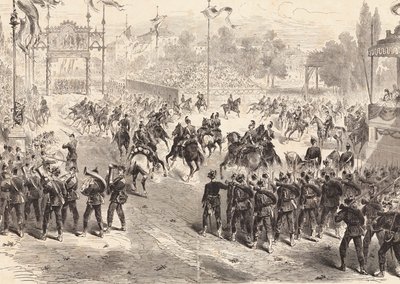 Parade deutscher Truppen, die aus dem Deutsch-Französischen Krieg zurückkehren, Dresden von Max Henze-Dassau