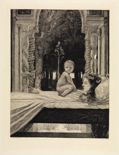 Mutter und Kind (Tote Mutter) (Vom Tode, Zweiter Teil, Opus XI, Blatt 9) von Max Klinger