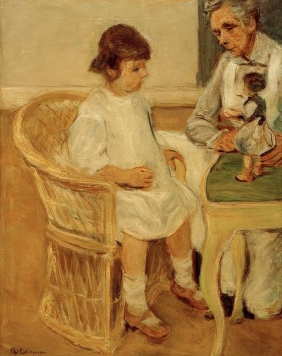Die Enkelin des Künstlers im Korbsessel nach rechts von Max Liebermann