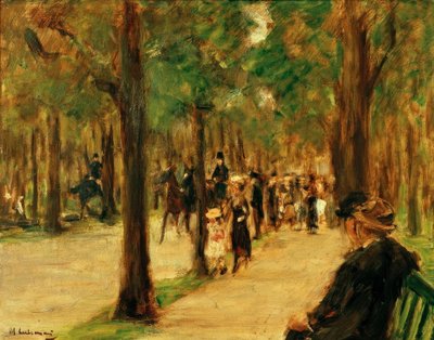 Promenade im Tiergarten mit Spaziergängern und einem Pferd von Max Liebermann