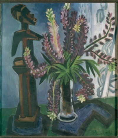 Südseefigur und Blumen von Max Pechstein