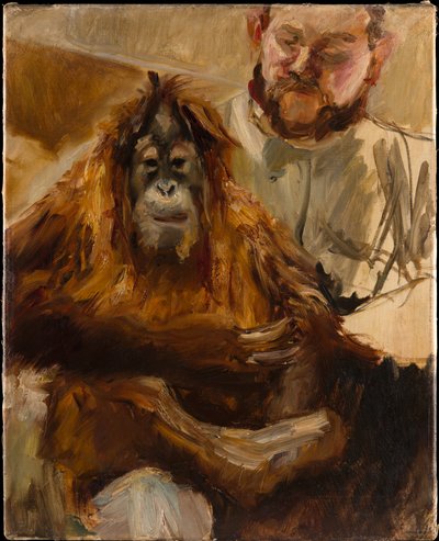 Orang-Utan "Seemann" mit seinem Wärter von Max Slevogt