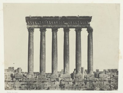 Baalbeck Héliopolis, Kolonnade des Sonnentempels, Syrien, 1849-51, gedruckt 1852 von Maxime Du Camp