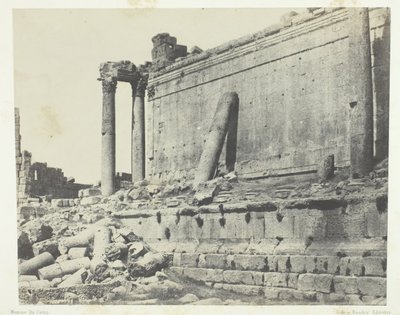 Baalbeck Heliopolis, Tempel des Jupiter, Ostfassade, Syrien, 1849-51, gedruckt 1852 von Maxime Du Camp