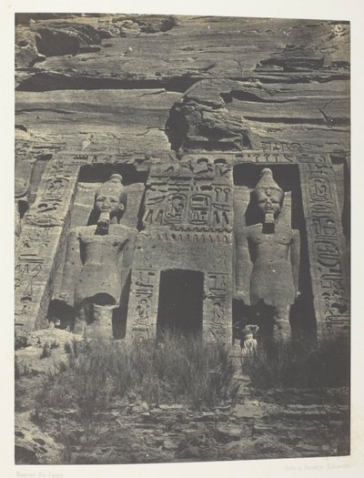 Ibsamboul, Eingang des Spéos von Hathor; Nubien, Tafel 109 aus dem Album "Ägypten, Nubien, Palästina und Syrien" (1852) von Maxime Du Camp
