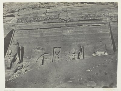 Ibsamboul, Allgemeine Ansicht des großen Spéos von Phrè; Nubien, Tafel 102 aus dem Album "Egypte, Nubie, Palestine et Syrie" (1852) von Maxime Du Camp