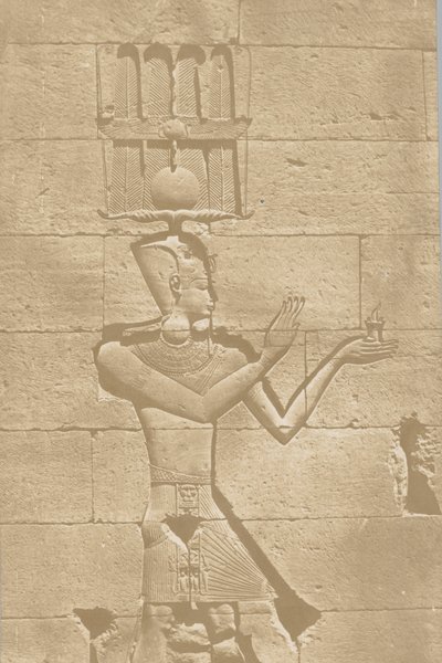 Kalabscheh, Skulptur der hinteren Fassade des Tempels, 1849-51 von Maxime Du Camp