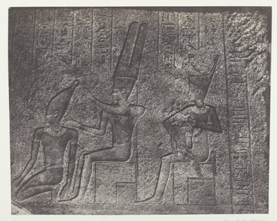 Palais de Karnak, Äußere Skulpturen des Granitheiligtums; Theben von Maxime Du Camp
