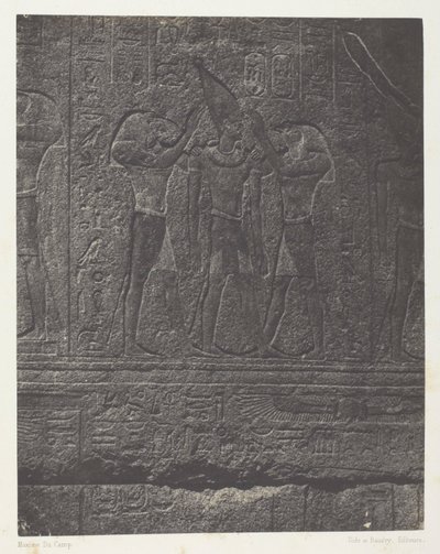 Palais de Karnak, Skulpturen außerhalb des Granitheiligtums; Theben von Maxime Du Camp