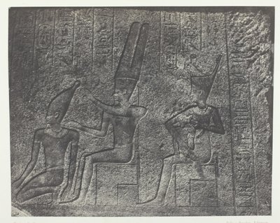 Palais de Karnak, Äußere Skulpturen des Granitheiligtums, Theben, 1849-51, gedruckt 1852 von Maxime Du Camp