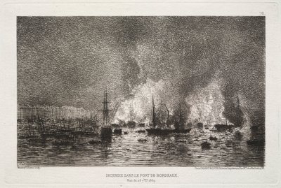 Brand im Hafen von Bordeaux, 1869 von Maxime Lalanne