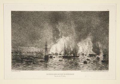 Feuer im Hafen von Bordeaux von Maxime Lalanne
