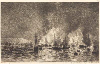Brand im Hafen von Bordeaux von Maxime Lalanne