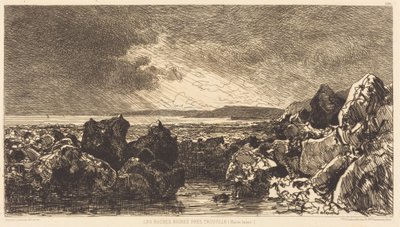 Die schwarzen Felsen bei Trouville (Ebbe) von Maxime Lalanne