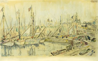 Barges on the Seine; Les Peniches sur la Seine von Maximilien Luce