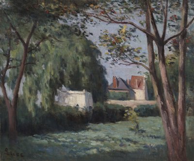 Landschaft mit drei Häusern und Bäumen von Maximilien Luce