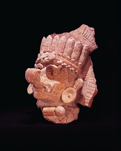 Kopf des Maya-Maisgottes, Oaxaca, ca. 500 n. Chr. (Irdenware) von Mayan