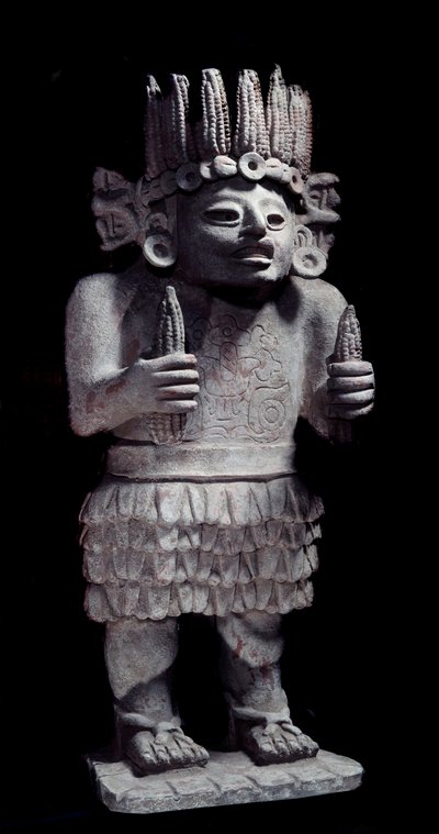 Präkolumbianische Zivilisation: Maya-Statue, die den Gott der Mägde darstellt. Paris, Musée de l