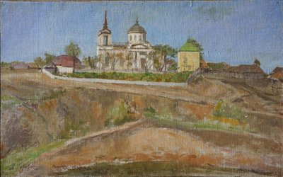Tarkhany. Blick auf die Kirche des Erzengels Michael, 1938 von Meer Michailovich Gokhstein
