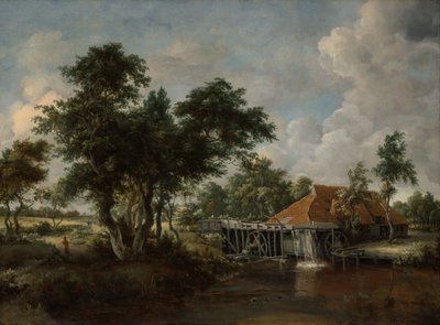 Die Wassermühle mit dem großen roten Dach von Meindert Hobbema